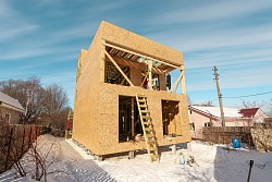 Объект "Яхрома" — Строительство каркасного дома этап устройства осб на стены первого и второго этажа