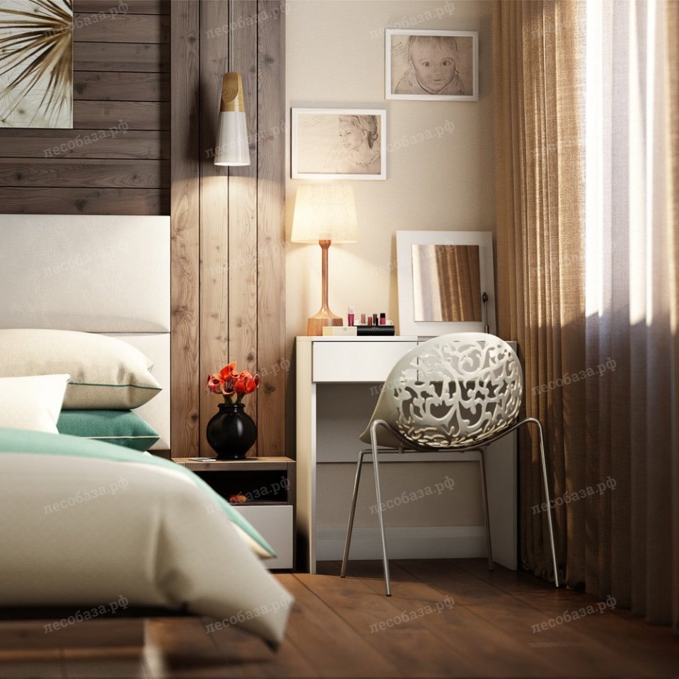 Красивая деревянная отделка спальни
