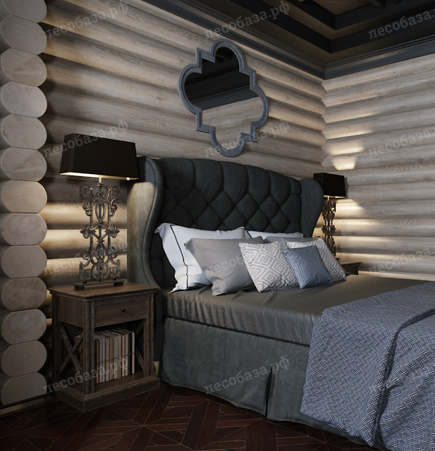 Дизайн спальни в бревенчатом доме