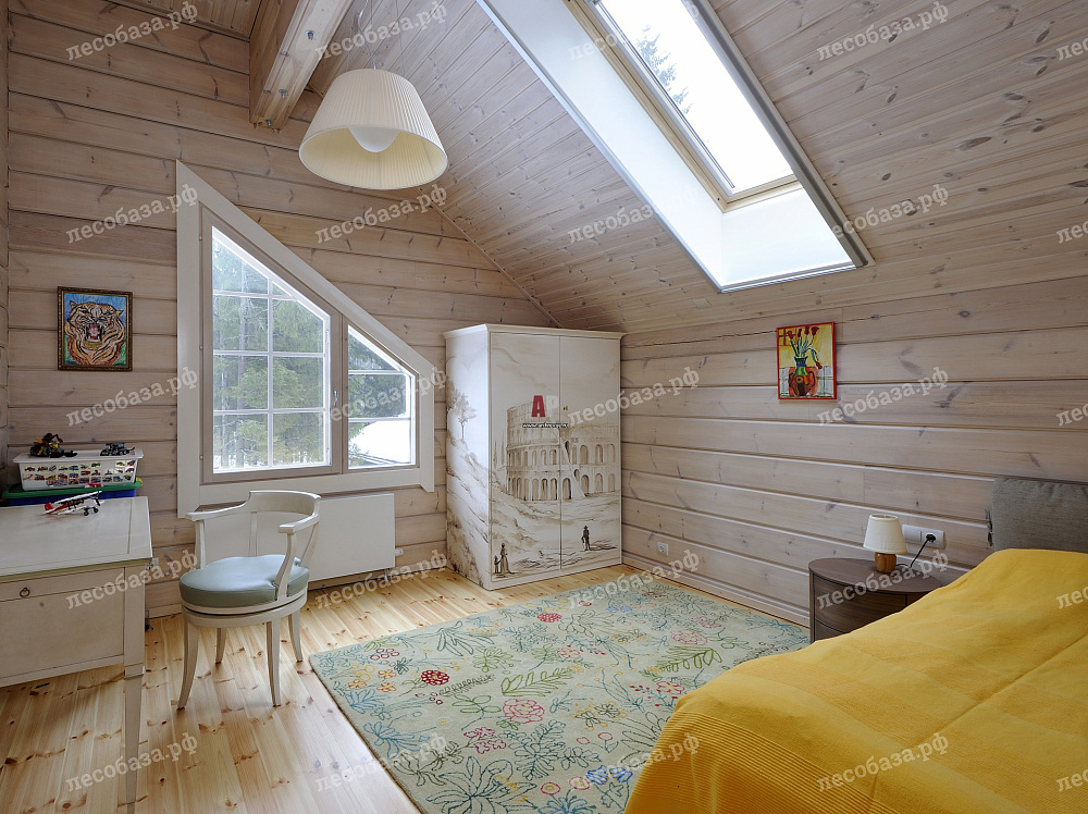 Современная детская комната в деревянном доме