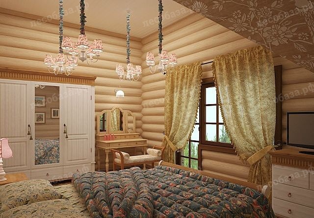 спальная комната в деревянном доме
