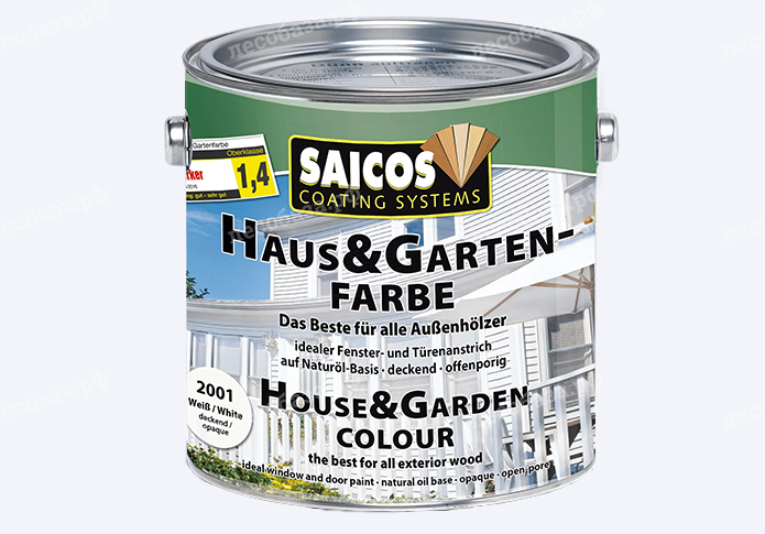 Краска для дерева для наружных и внутренних работ Haus & Garten-Farbe SAICOS - 10 литров