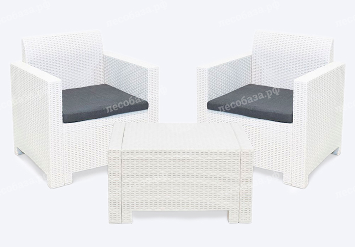 Комплект мебели Nebraska terrace Set (стол, 2 кресла) - белый