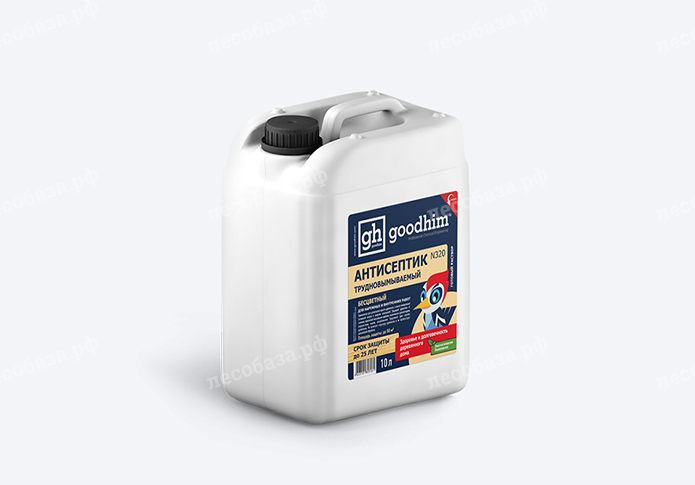 Антисептик трудновымываемый для наружных и внутренних работ (бесцветный) GOODHIM N320 - 10 литров