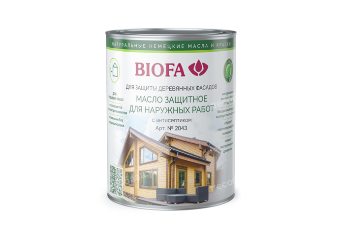 Масло защитное с антисептиком для термодерева BIOFA 2043, ультраматовое - 2,5 литра