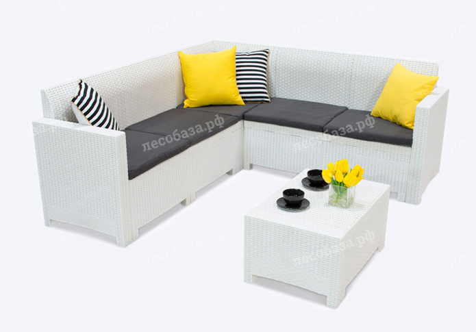 Комплект мебели Nebraska Corner Set (углов. диван, столик) - белый