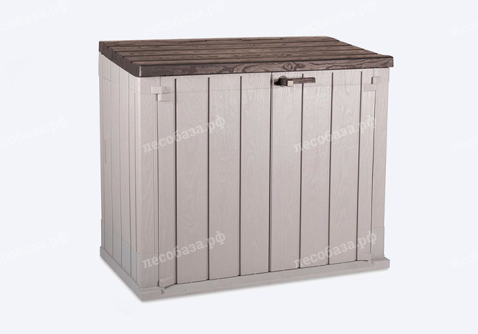 Ящик пластиковый Wood Style 842 л - серый/коричневый
