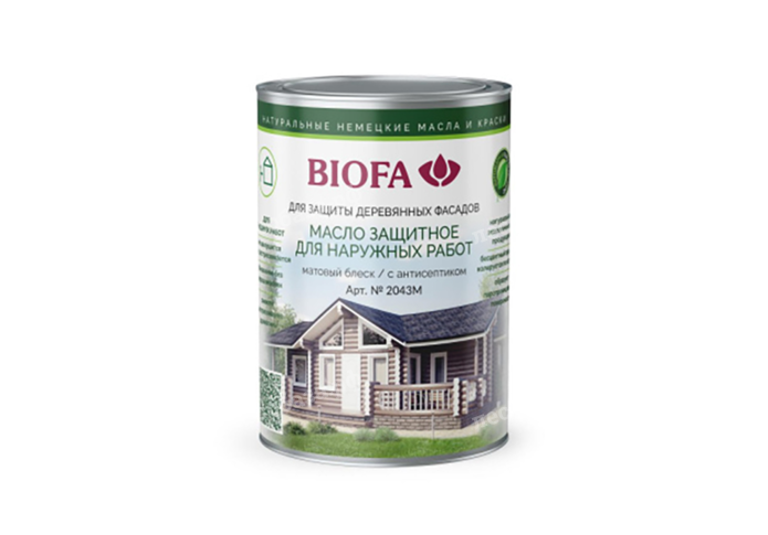 Масло защитное с антисептиком для термодерева BIOFA 2043M, матовое - 0,4 литра