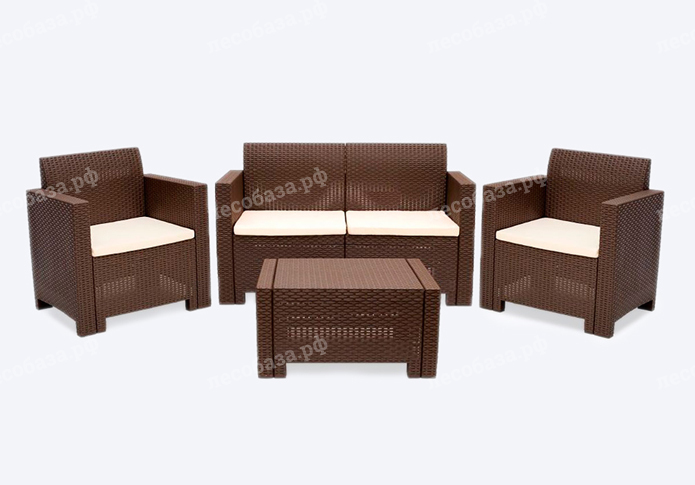 Комплект мебели Nebraska 2 Set (диван, 2 кресла и стол) - венге