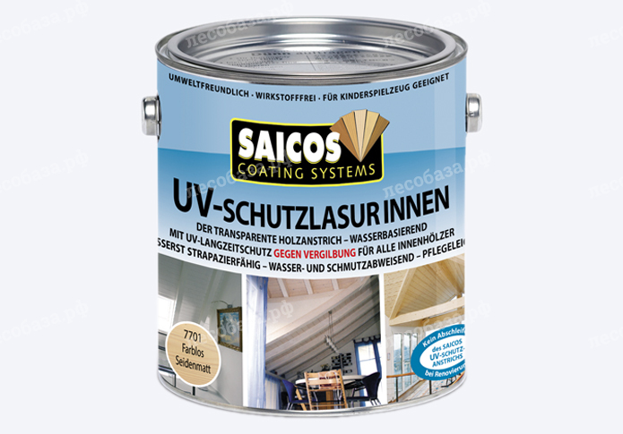 Лазурь SAICOS с защитой от УФ-лучей UV-SCHUTZLAZUR-INNEN - 2,5 литра