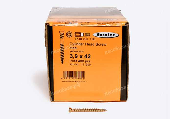 Саморезы Eurotec Cylinder Head Screw 3,9х42 для доборов, фальш-балок, плинтусов - 400 шт.