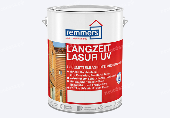 Защита древесины Remmers Langzeit Lasur UV с мощным прозрачным УФ фильтром - 20 литров